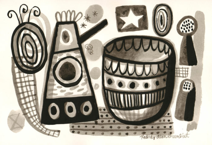 Small ink drawing on watercolor paper