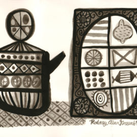 Small ink drawing on watercolor paper