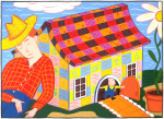 Silk Screen Print - RESTING NEAR THE HOUSE