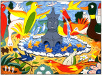 BIRD BATH AT BEAK POINTE - Silk Screen Print - 33 x 42 - 1989