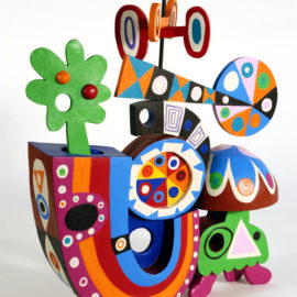 Nut Tree - Acrylic on wood and ceramic, 2005