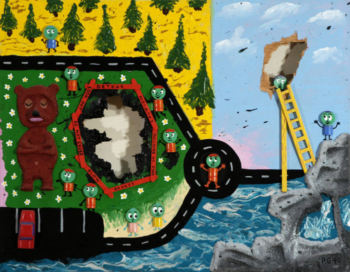Bear And Holes - Acrylic on wood and paper mache, 1999