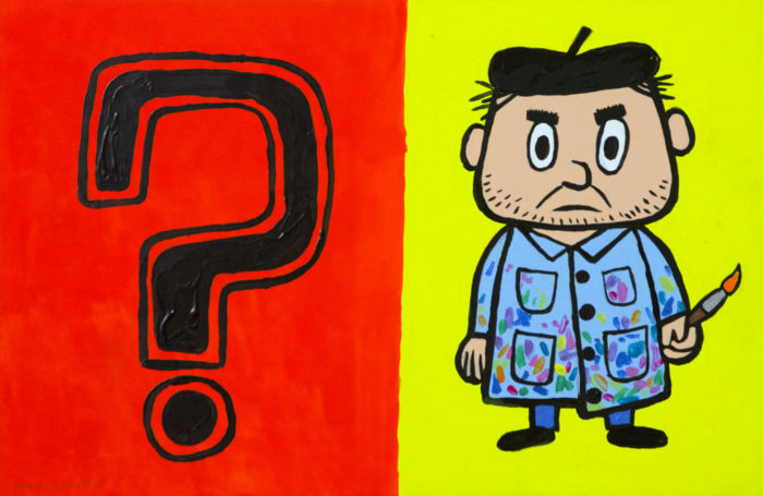 Artist?- Acrylic on wood panel - 7.5 x 11.5 inches