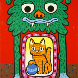Dharma Protector Green - Acrylic on wood panel - 15 x 9 inches
