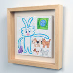 Framed Mini Canvas Print - Thunder Bunny with Dogs