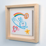 Framed Mini Canvas Print - Thunder Bunny Flying Rainbow